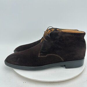 Salvatore Ferragamo Men Size 11D Dark Brown Suede Lace Up Ankle Chukka Boot